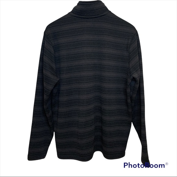 Eddie Bauer Black Gray Striped 1/4 Zip Fleece Pullover Size L - Picture 3 of 8